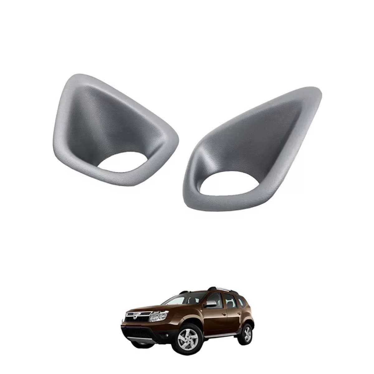 Front Bumper Fog Lamp Frames suitable for Dacia Duster 2018+ Silver Color 2 Pieces
