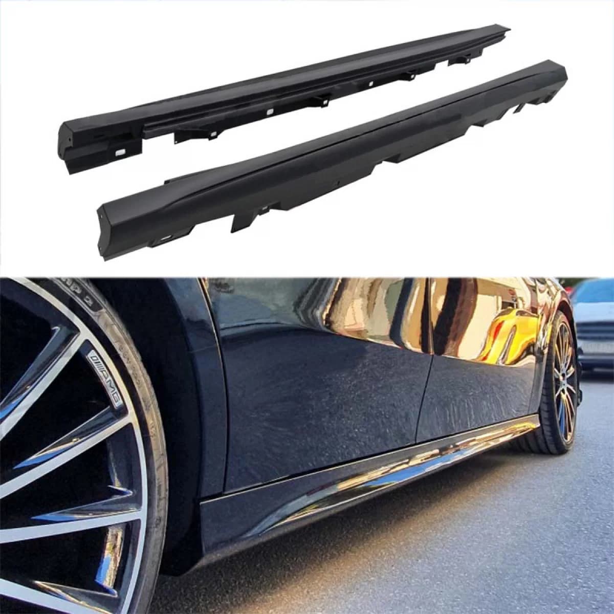 Side Skirts suitable for Mercedes-Benz A-Class W177 19+ Hatchback A Design Line Look From Abs Plastic 2 pcs