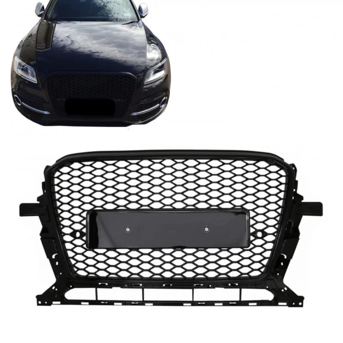 Front Grille suitable for Audi Q5 8R Facelift 12-15 RSQ5 Look Honeycomb Gloss Black 1Pc