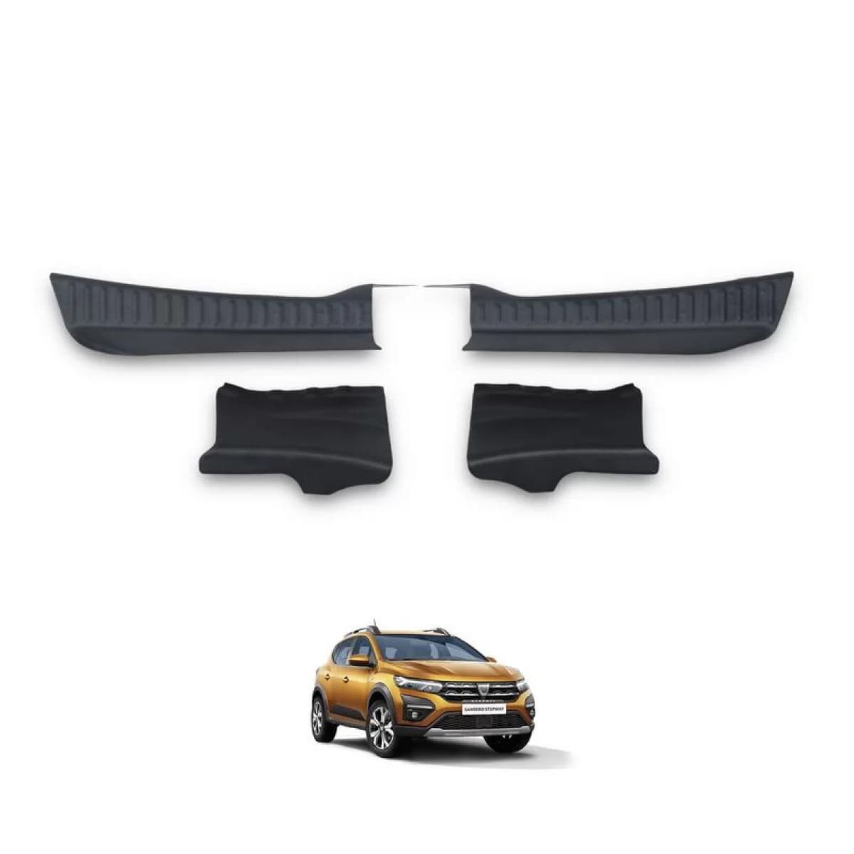 Rear Bumper Protector Inside Boot Suitable for Dacia Sandero 2021+ From ABS Plastic Set 4 Pcs