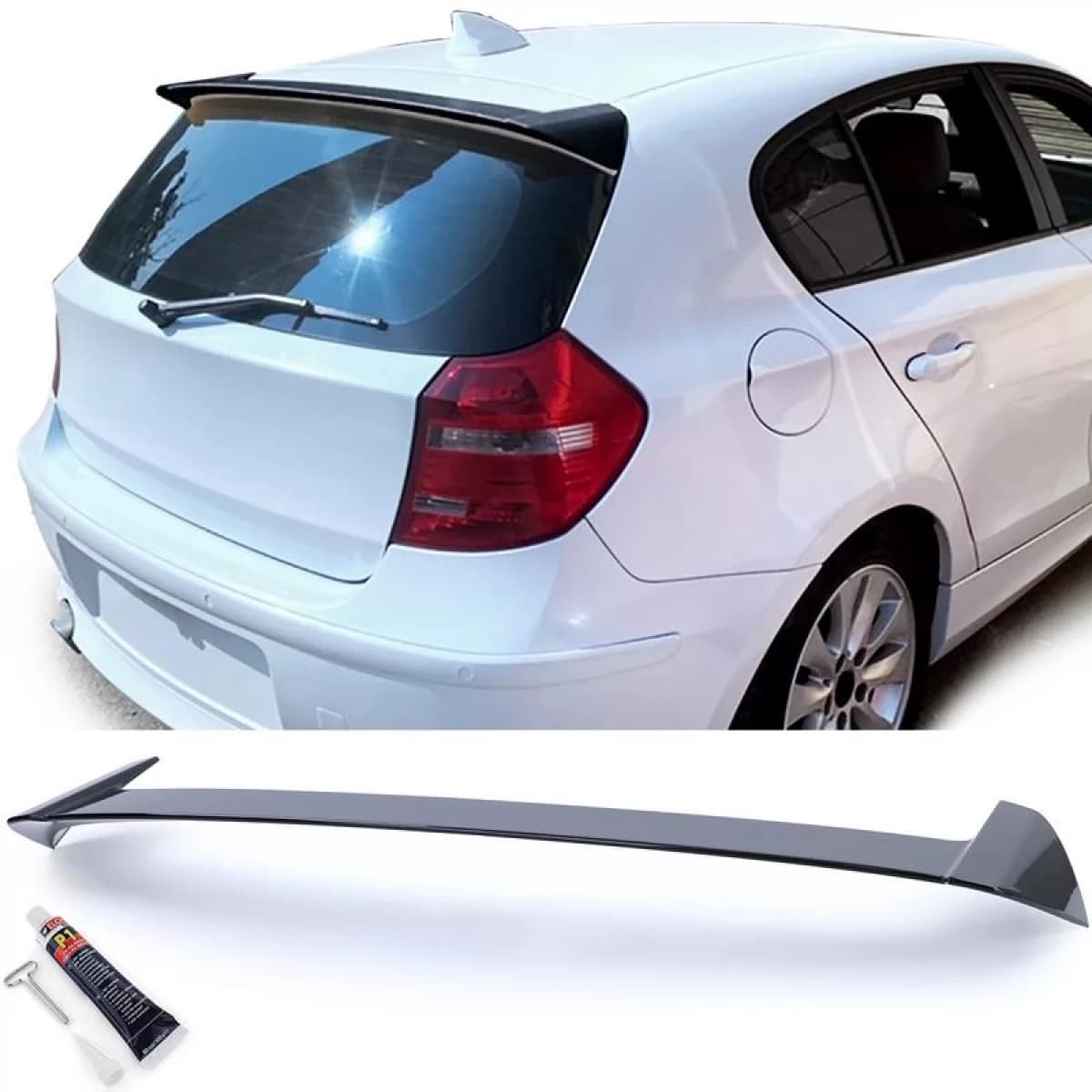 Roof Spoiler suitable for BMW 1 E81 E87 04-12 from ABS plastic painted glossy black