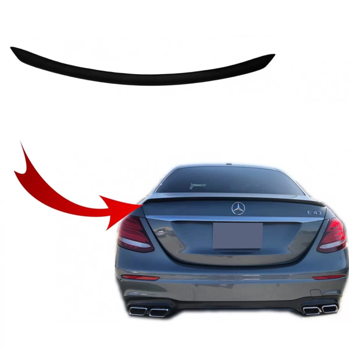 Trunk Spoiler suitable for Mercedes-Benz E-Class W213 16+ Plastic Matte Black