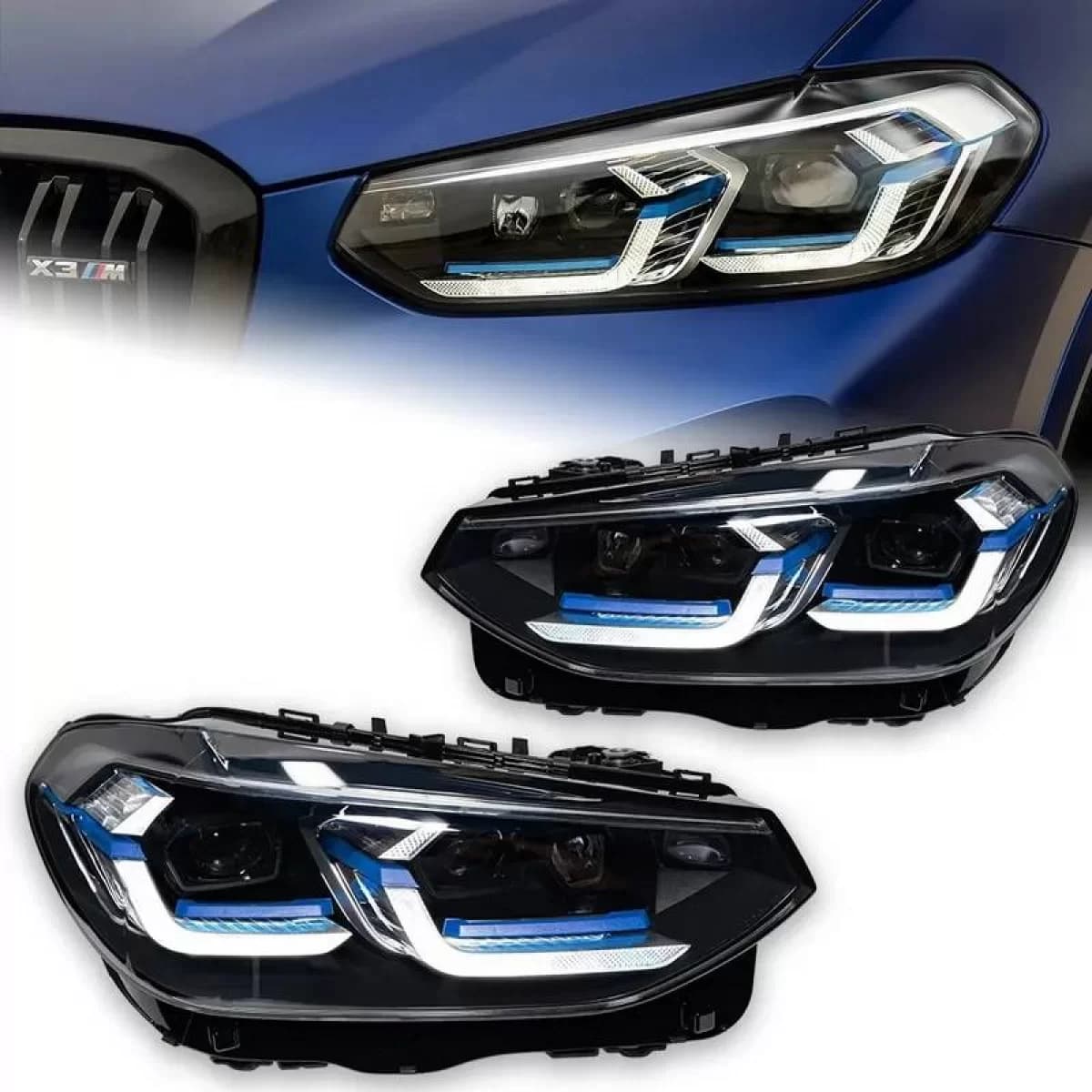 Headlights Set Suitable for BMW X3 G01 / G08 18-22 LED Laser Style Black Carner