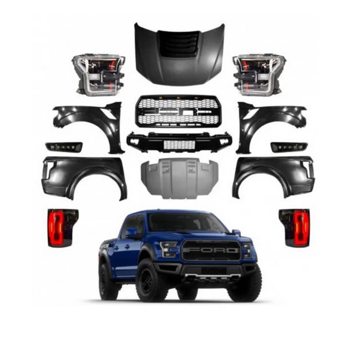 Body Kit suitable for Ford Ranger (T6/T7/T8) 2012-2022 Upgrade to F150 Facelift