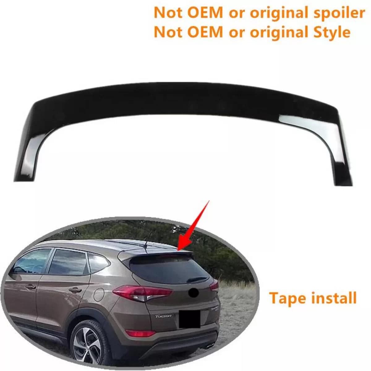 Roof Spoiler suitable for Hyundai Tucson 3 2015-2019 Piano Black From Abs Plastic