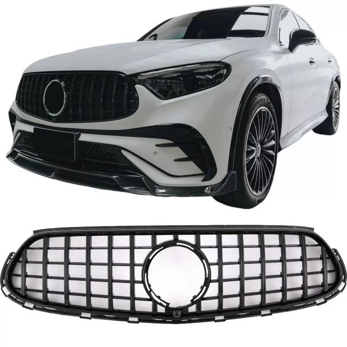 Front Grille suitable for Mercedes-Benz GLC-Class X254 SUV & C254 Coupe A Design Line 22+ GTR Panamericana Design Gloss Black - Night Package