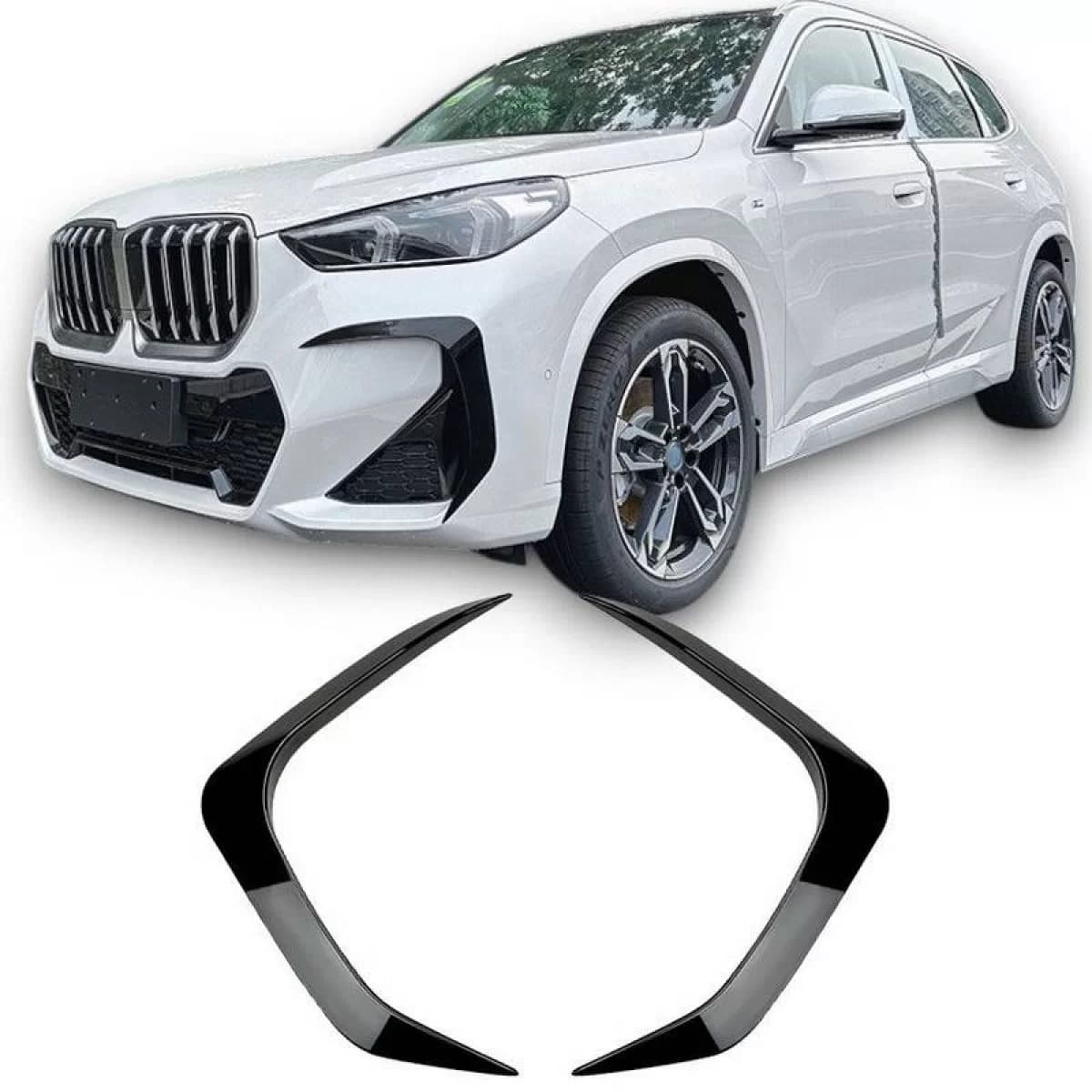 Front Spoiler Flaps suitable for BMW X1 U11 2022+ M-Packet Glossy Black 2 Piece