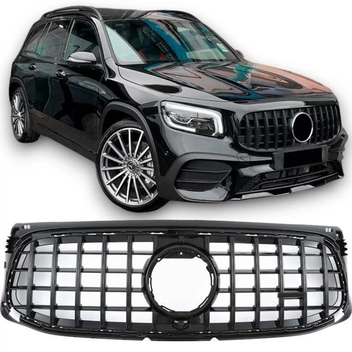 Front Grille suitable for Mercedes-Benz GLB X247 19-23 A Design Line Panamericana Look Glossy Black/Night Package