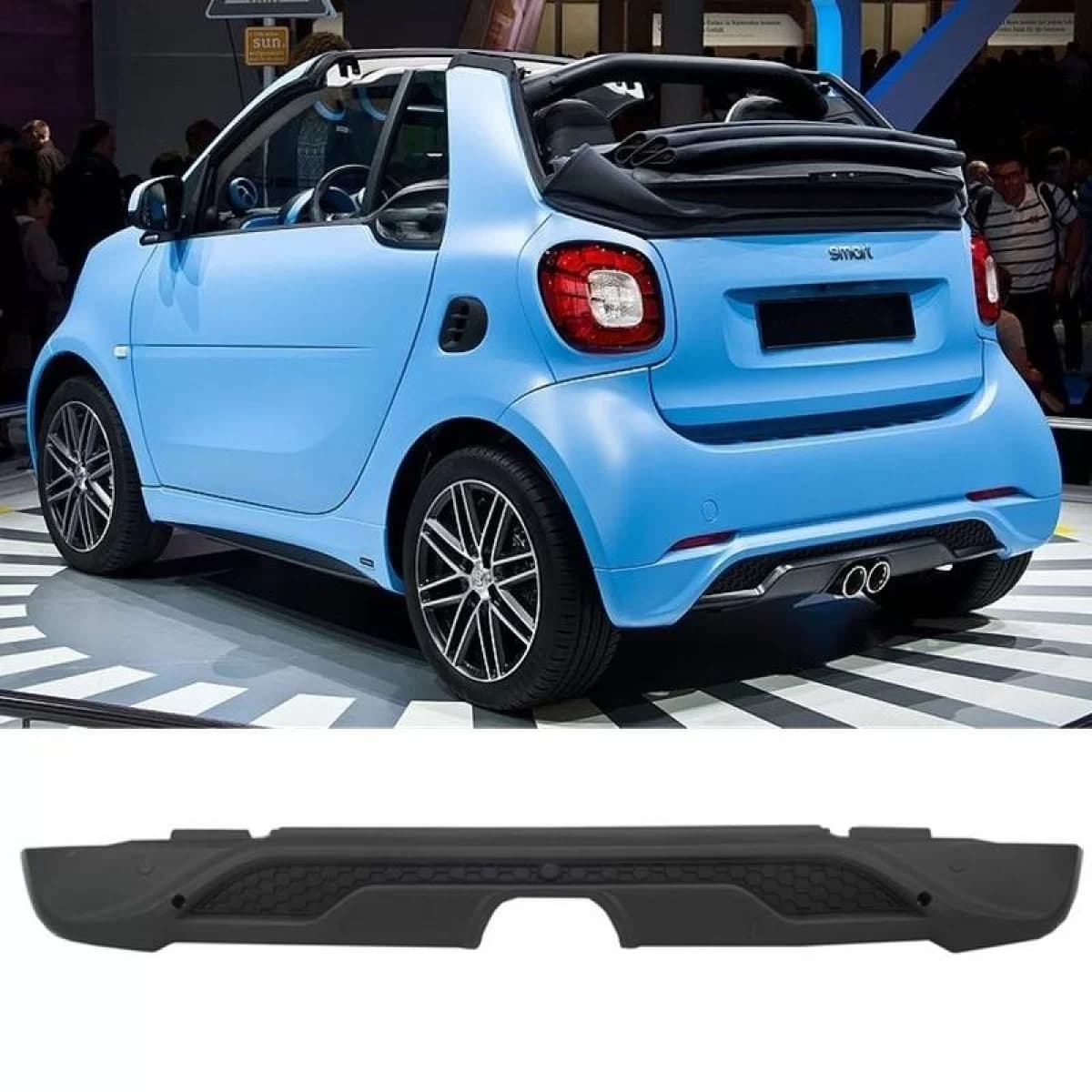 Rear Bumper Spoiler suitable for Smart Fortwo 453 14-19 Brabus Look from ABS plastic