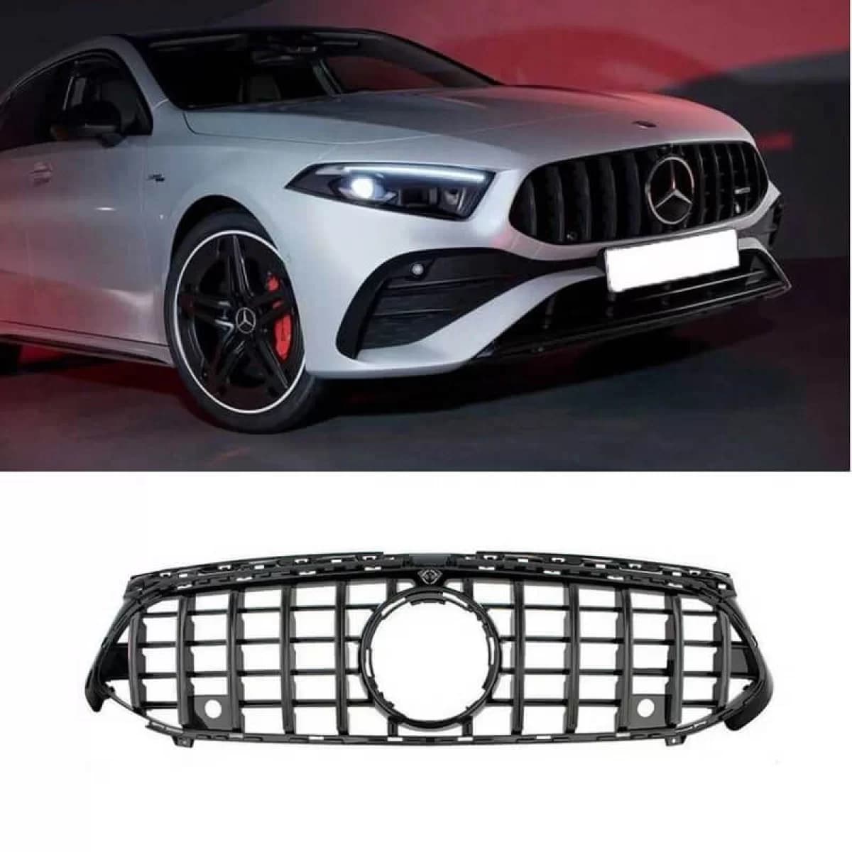 Front Grille suitable for Mercedes-Benz A-Class W177 Facelift 23+ GT A Design Panamericana Look Black 1 Pc