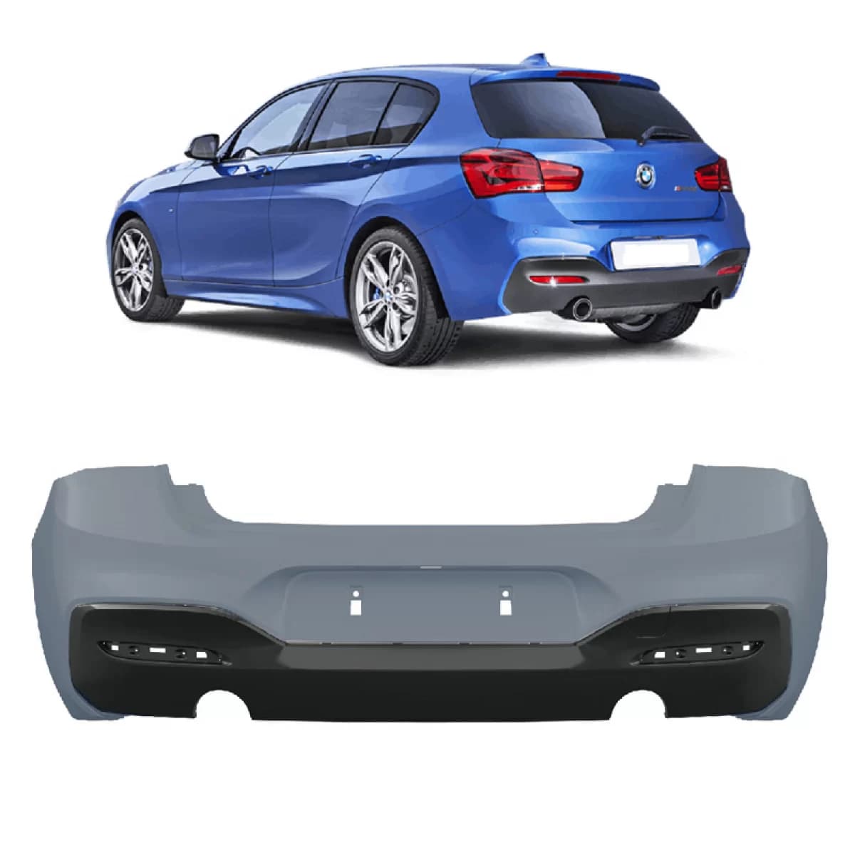Rear Bumper suitable for BMW 1 F20 LCI / F21 LCI 15-19 Facelift M-Tech Look With PDC