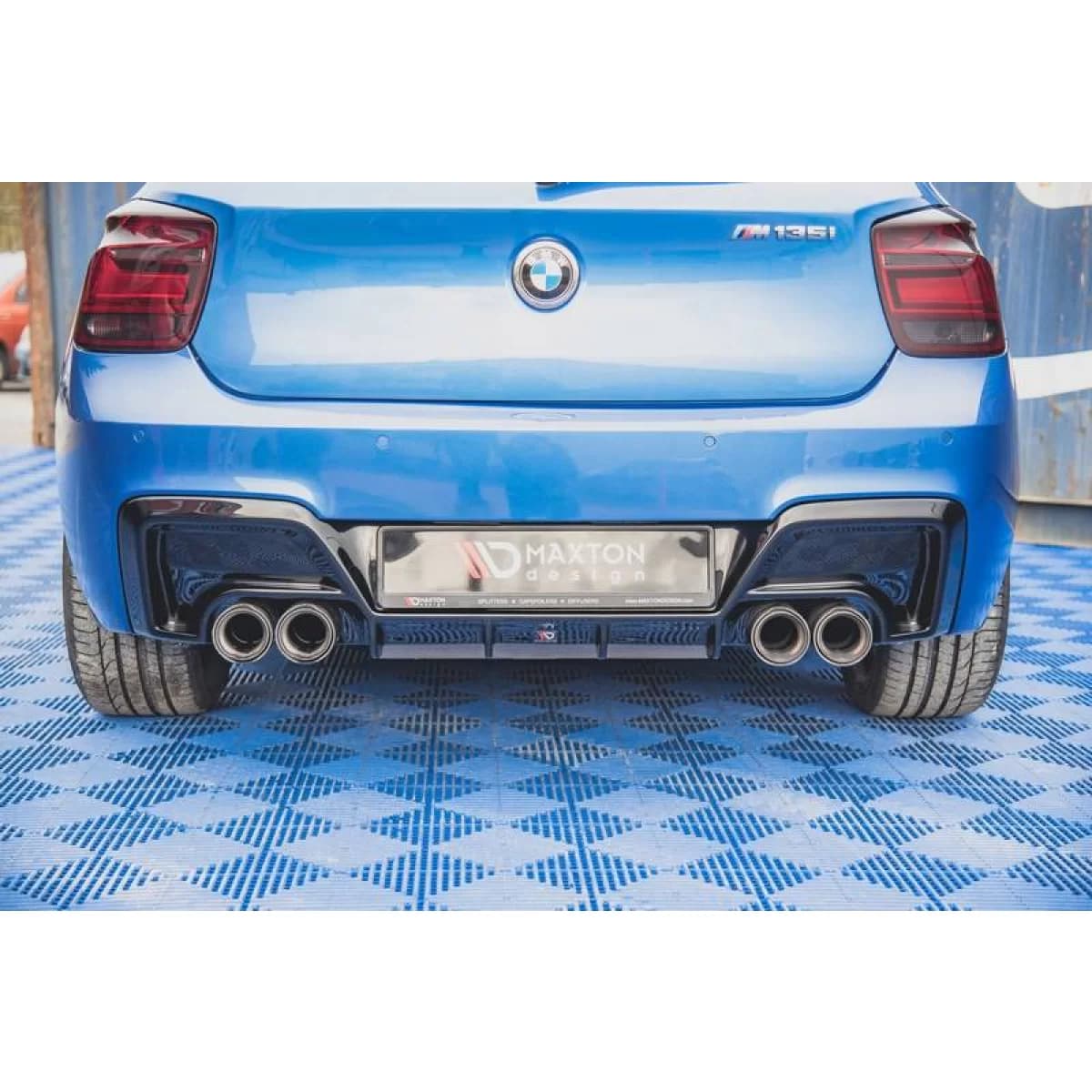 Rear Bumper Diffuser suitable for BMW 1 F20 11-15 M135i Bumper Glossy Black with 2 Left & Right Double Exhaust Outlets from ABS Plastic Maxton Design 1pc