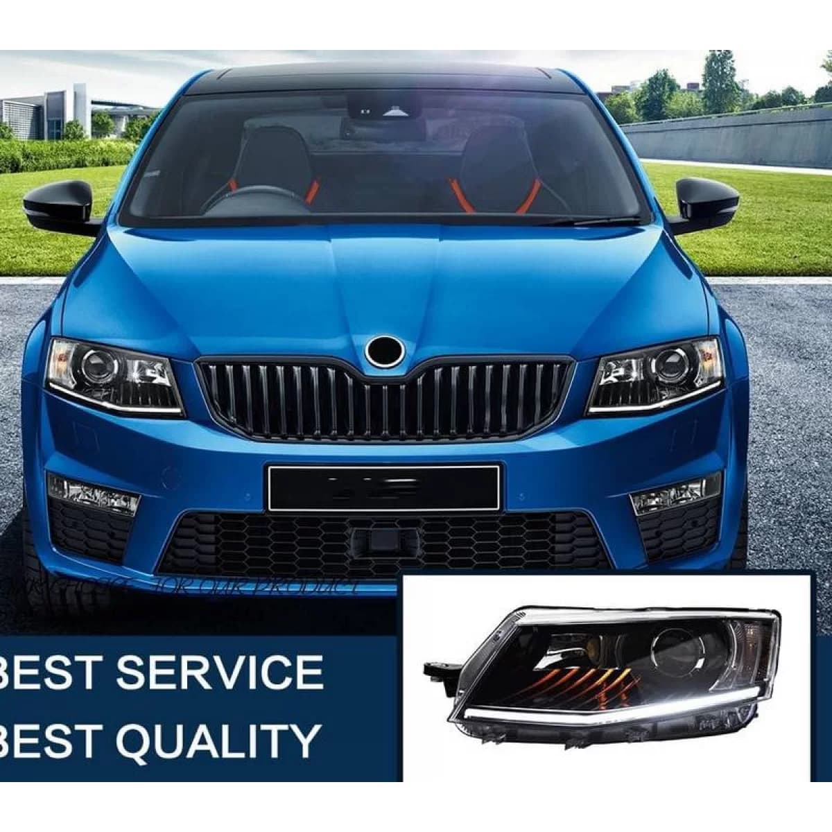Headlights Set Suitable for Skoda Octavia mk3 2014-2017 DRL Black Carner