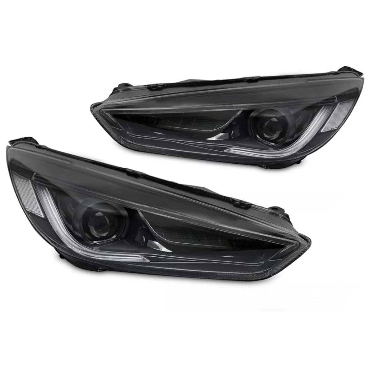 Headlights Set Suitable for Ford Focus MK3 15-18 TRU DRL Led Lights & Dynamic Led Signal Black H7/H7 Without Motor