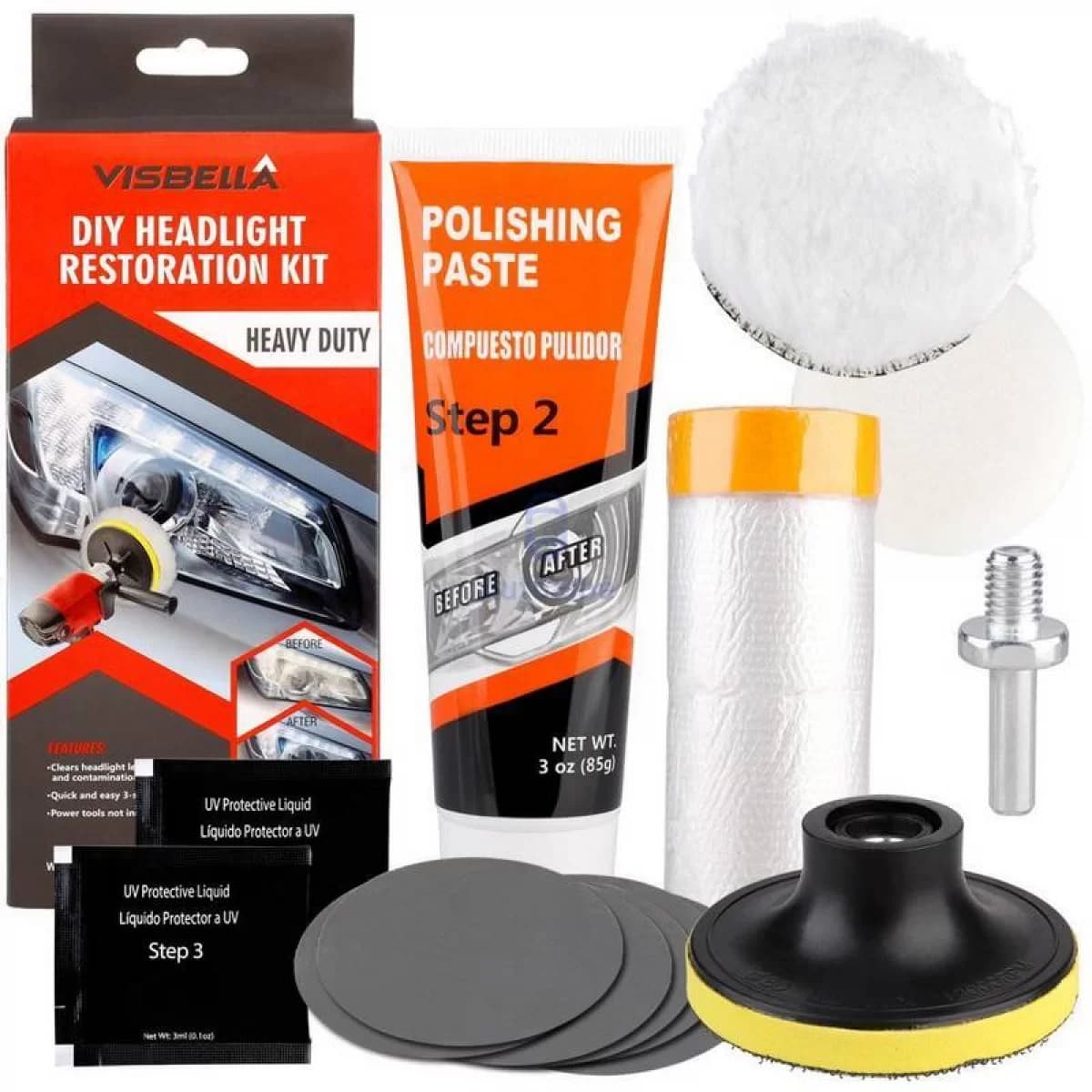 Diy Headlight Restoration Kit Suitable for Drill Set 14 Pcs