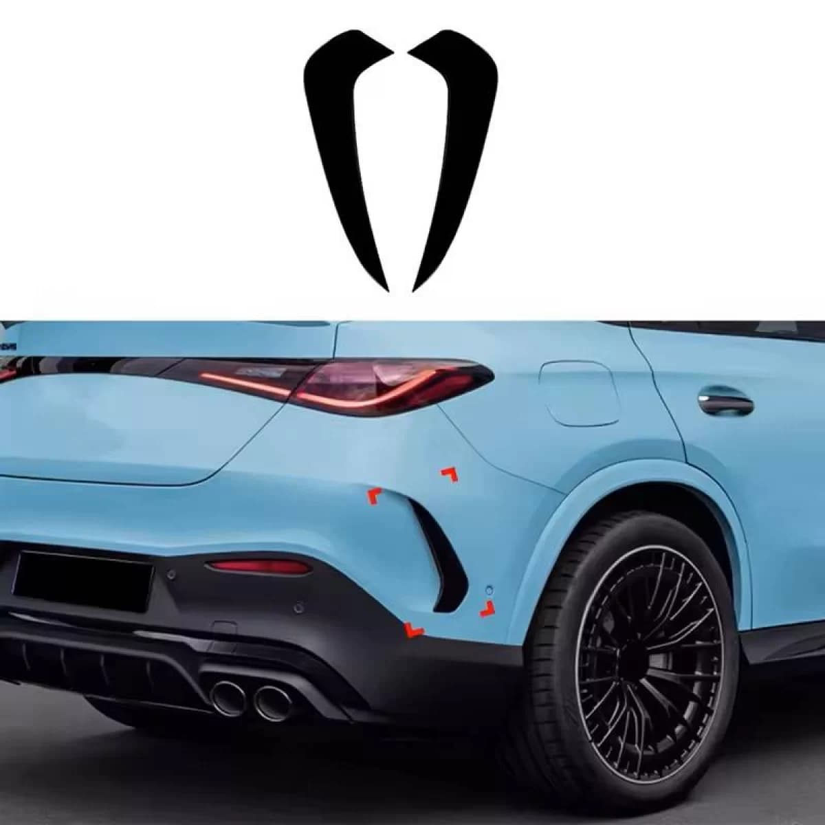 Rear Bumper Side Flaps / Vents Suitable for Mercedes-Benz GLC C254 2023+ Coupe With A Design Line Bumper Glossy Black 2 Pieces