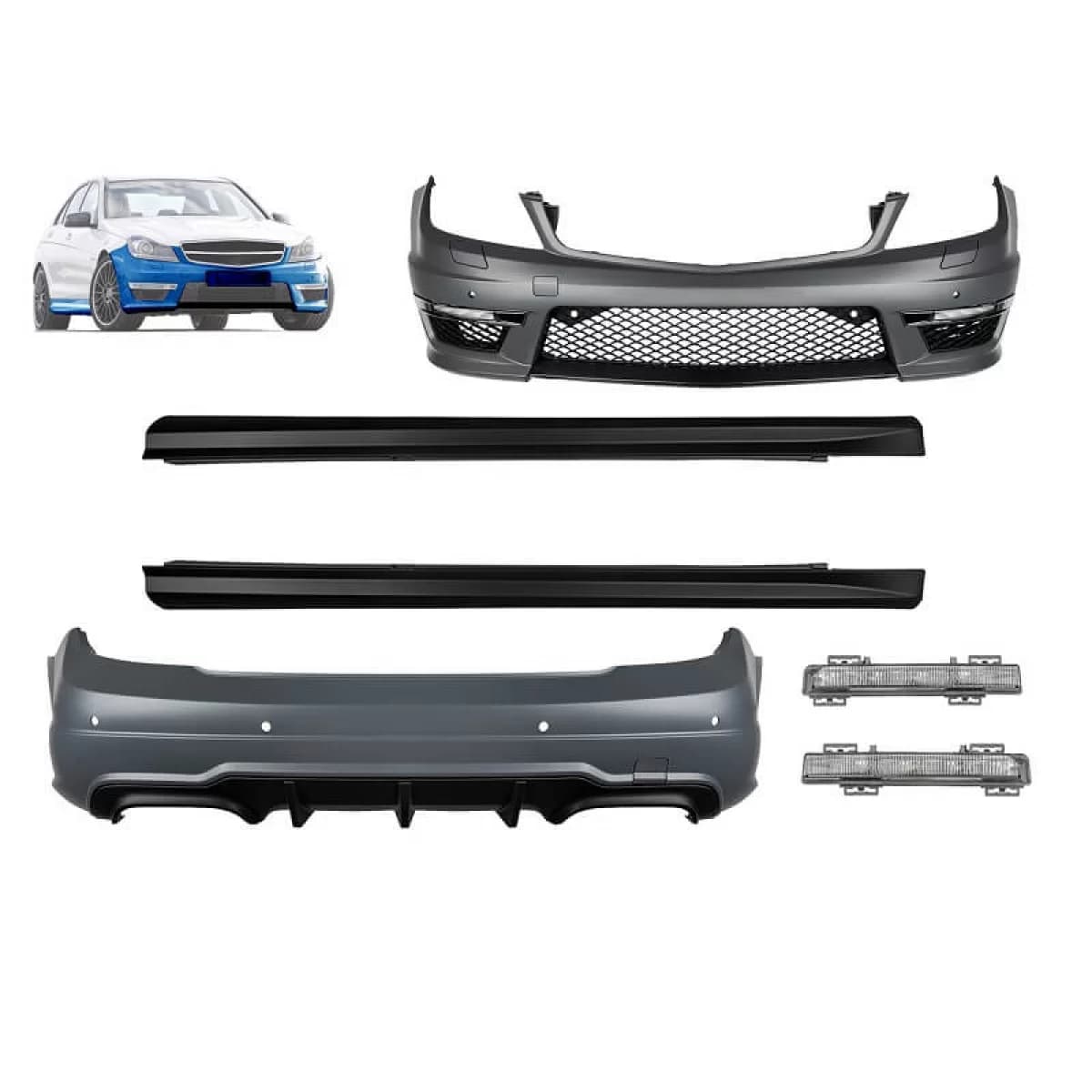 Body Kit suitable for Mercedes-Benz C-Class W204 07-14 C63 Facelift A Design Look With DRL