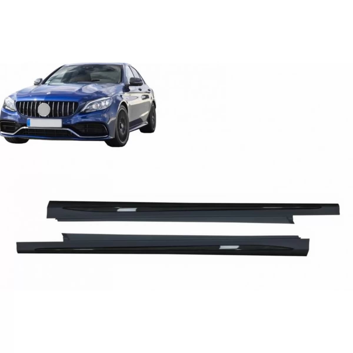 Side Skirts suitable for Mercedes-Benz C-Class W205 14-21 A Design C63s Facelift Look From Abs Plastic 2 pcs