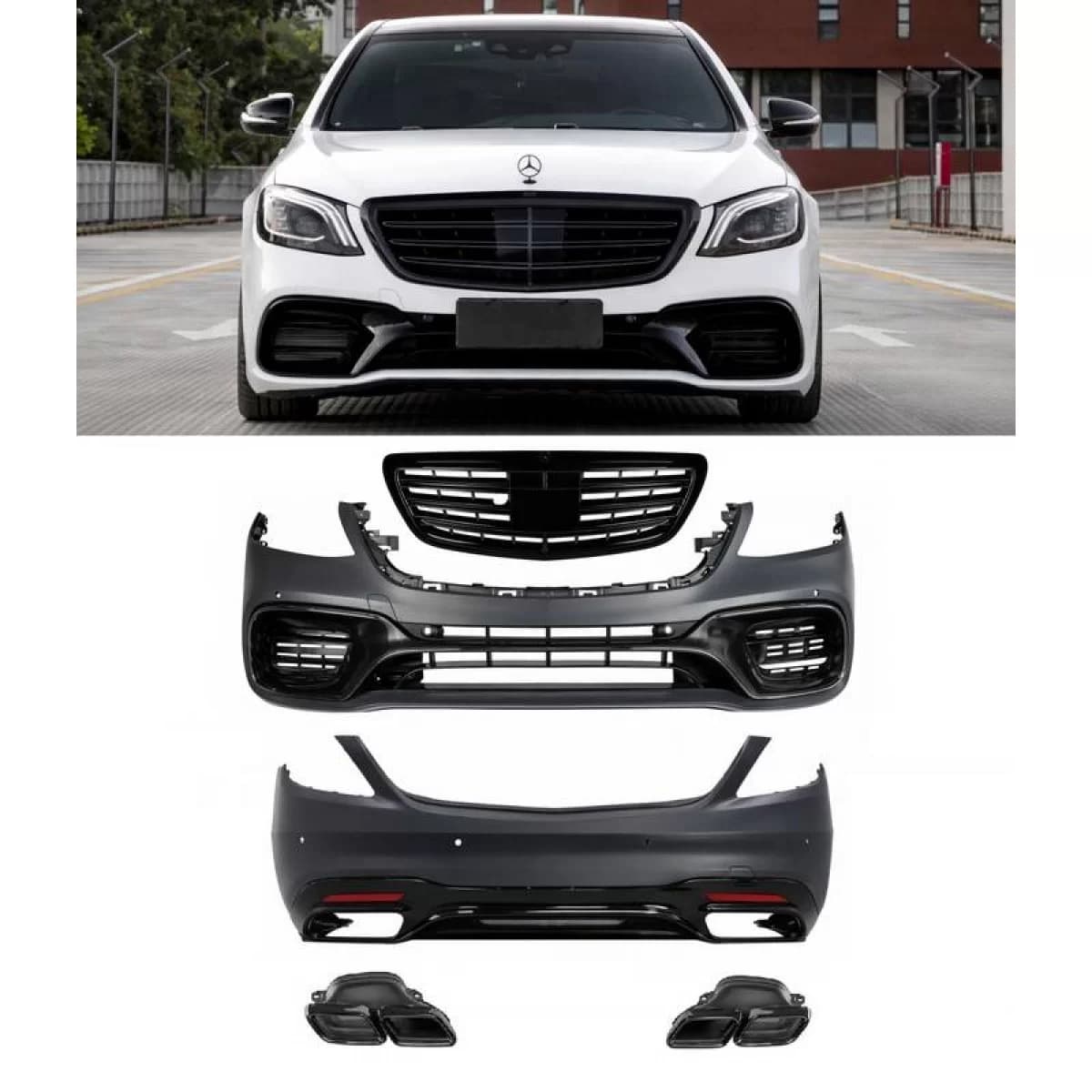 Body Kit suitable for Mercedes-Benz S-Class W222 Facelift 17-20 A Design S63 Look Black Edition