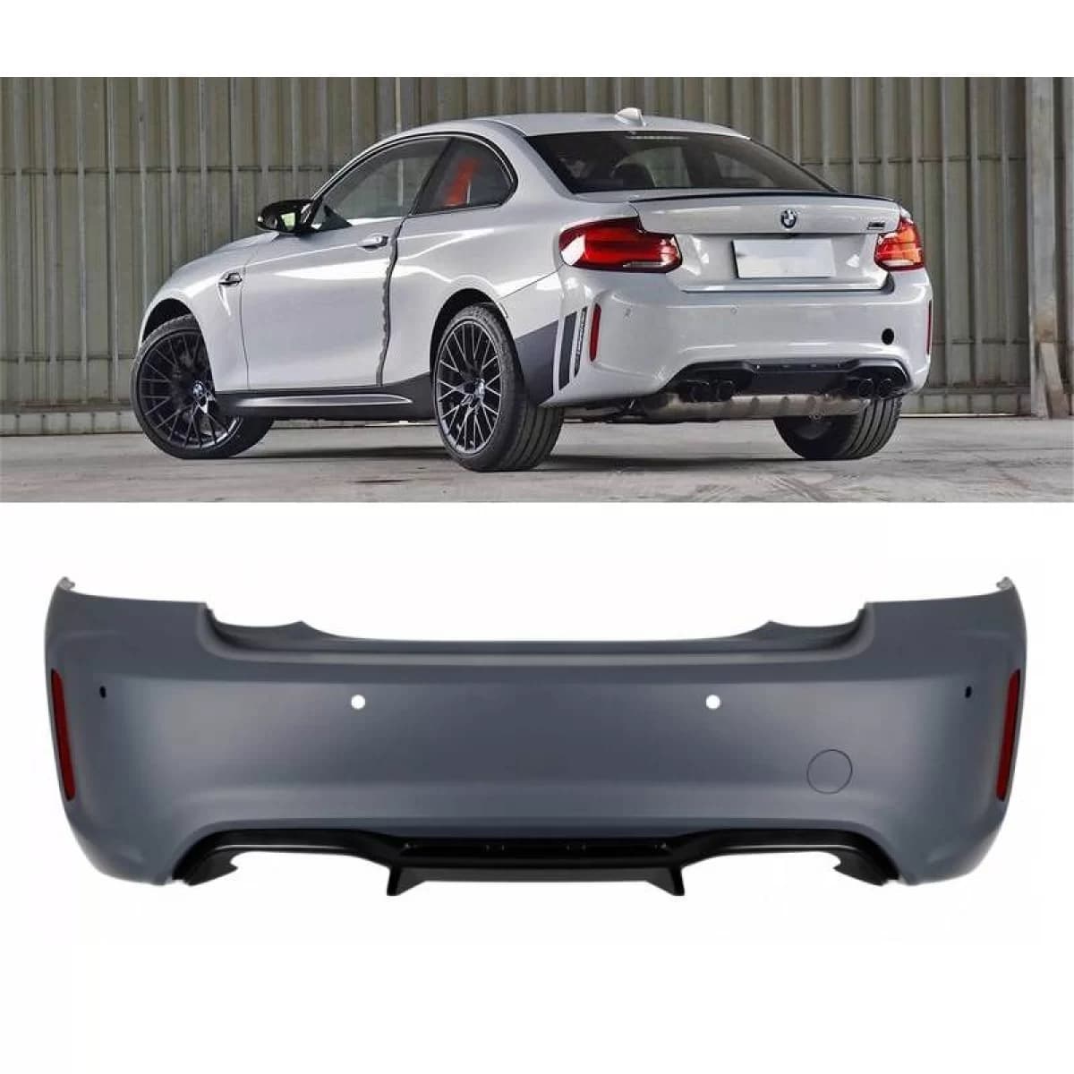 Rear bumper suitable for BMW 2 F22 Coupe F23 Cabrio (2014-2017) M2 Competition look from ABS plastic