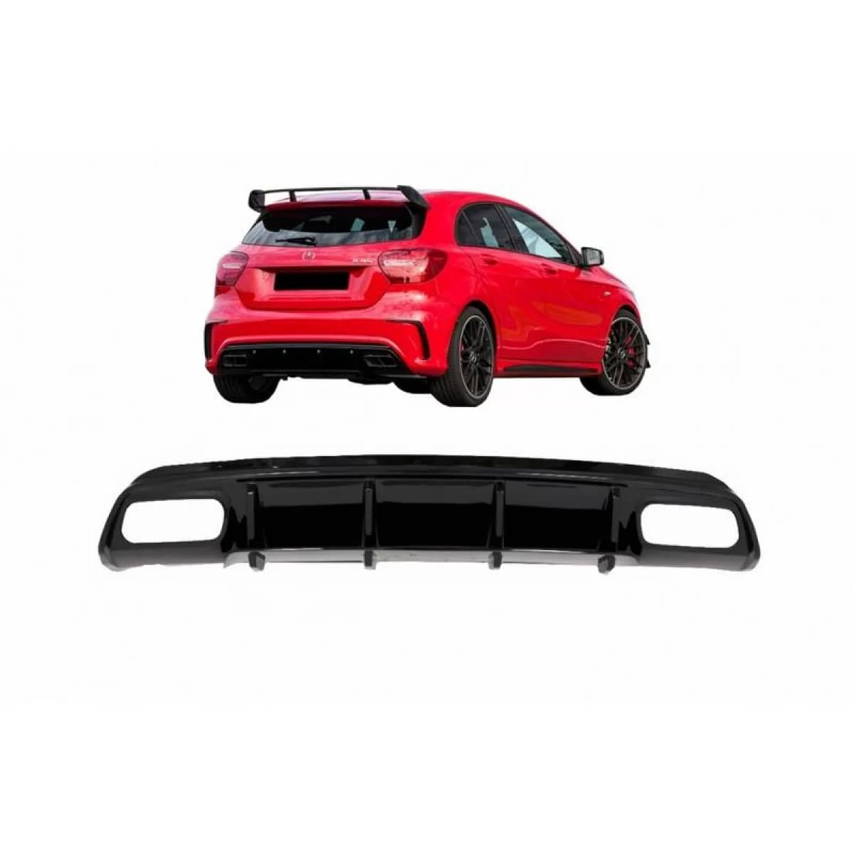 Rear Bumper Diffuser suitable for Mercedes-Benz A-Class W176 12-18 A45 A Design Look From Abs Plastic 1pc