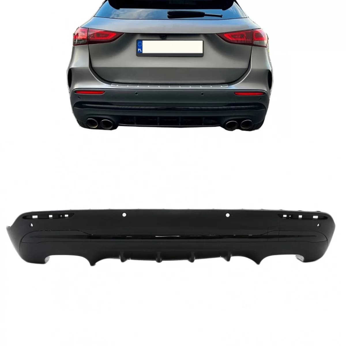 Rear Bumper Diffuser suitable for Mercedes-Benz GLA H247 2020+ GLA45 A Design Look for a Design Sport Line Version Bumpers Black Edition