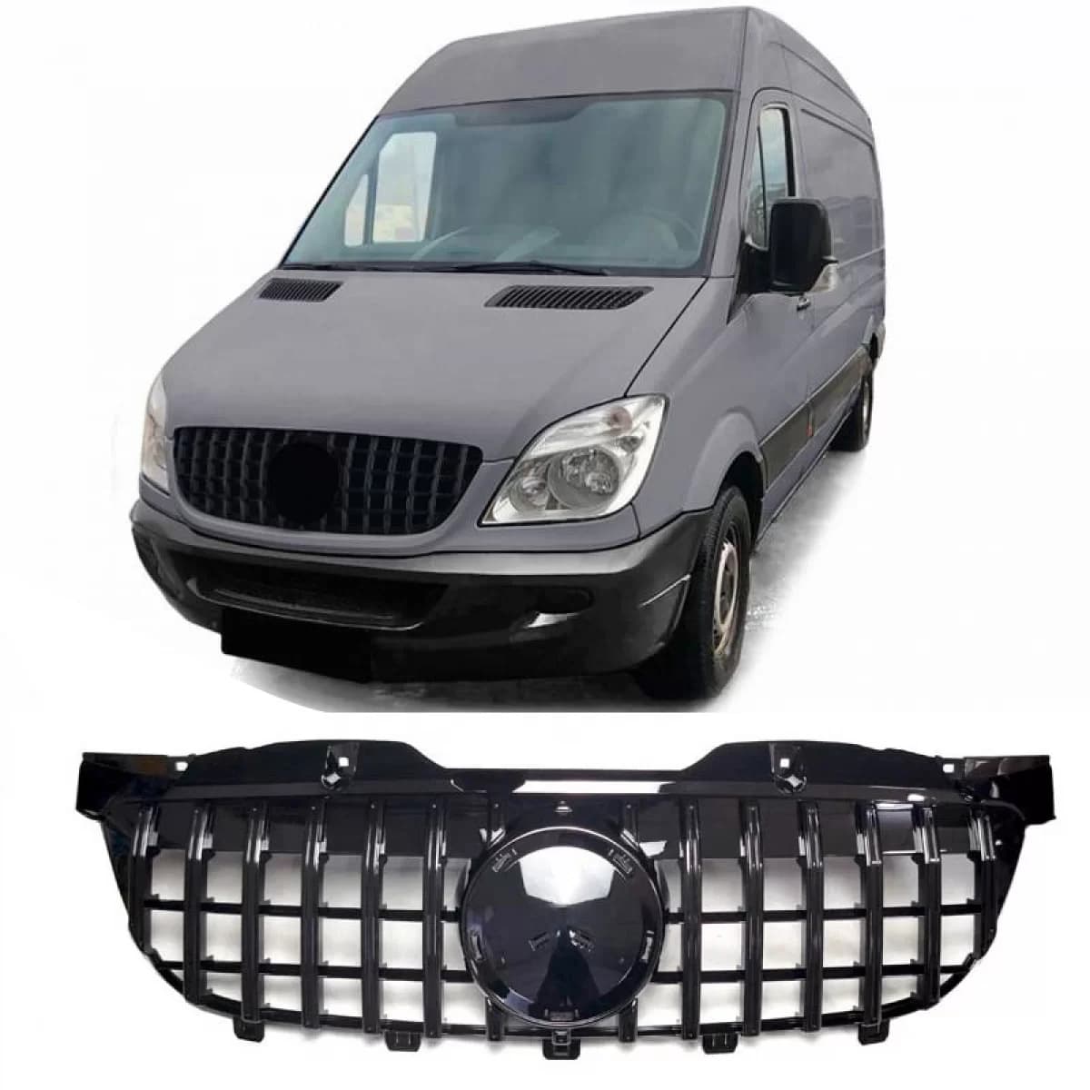 Front Grille suitable for Mercedes-Benz Sprinter W906 Pre-Facelift 09-13 GT A Design Panamericana Look Black 1 Pc