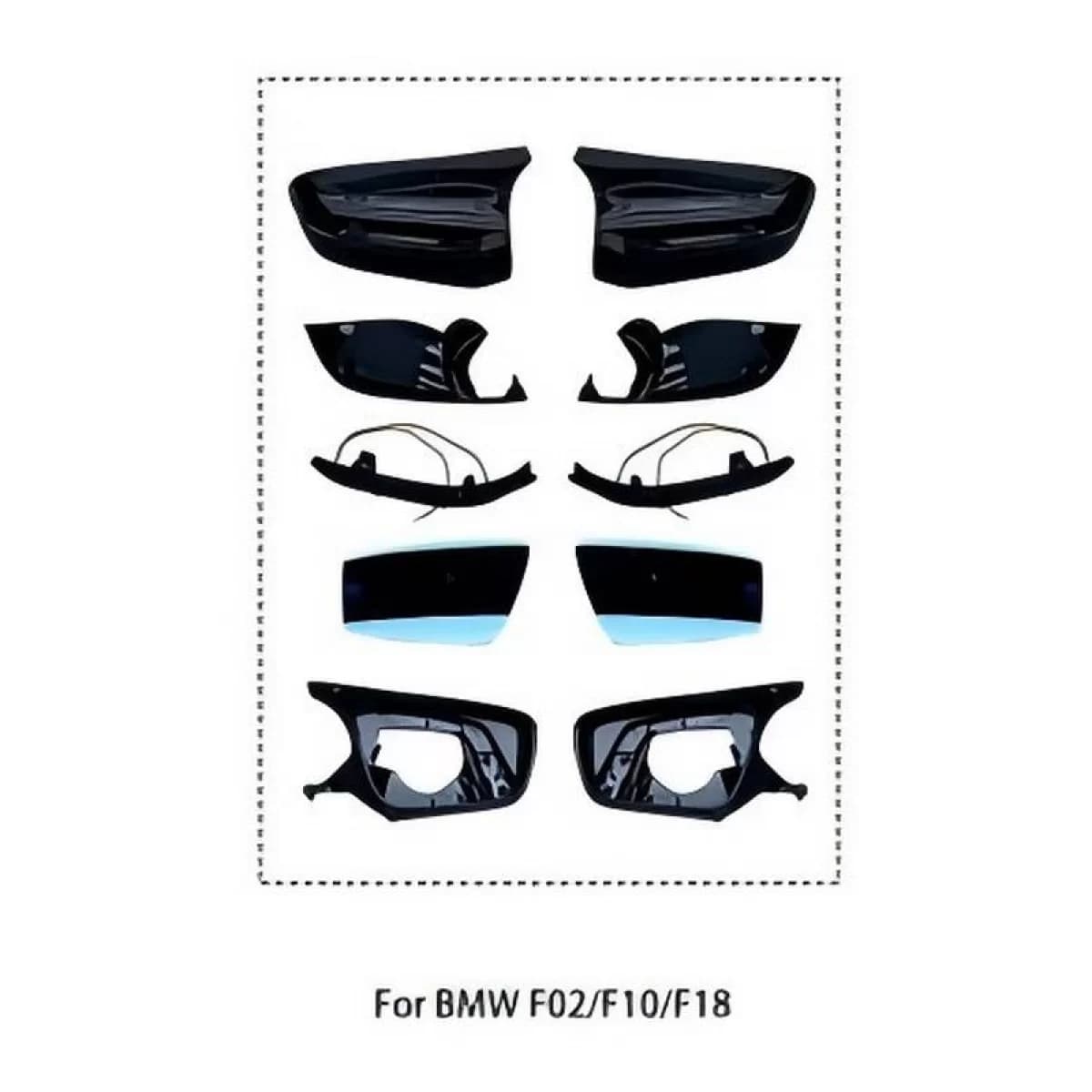 Upgrade Mirrors suitable for BMW 5 F10 / F11 LCI (Facelift), 6 F06, F12, F13, 7 F02, F03, F04, 14-18 Facelift Look Glossy Black