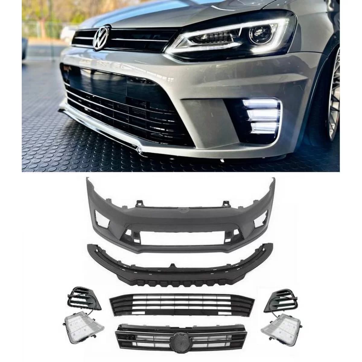 Front Bumper suitable for VW Polo 6R (2009-2017) WRC Look With Grille & Led Fog Light