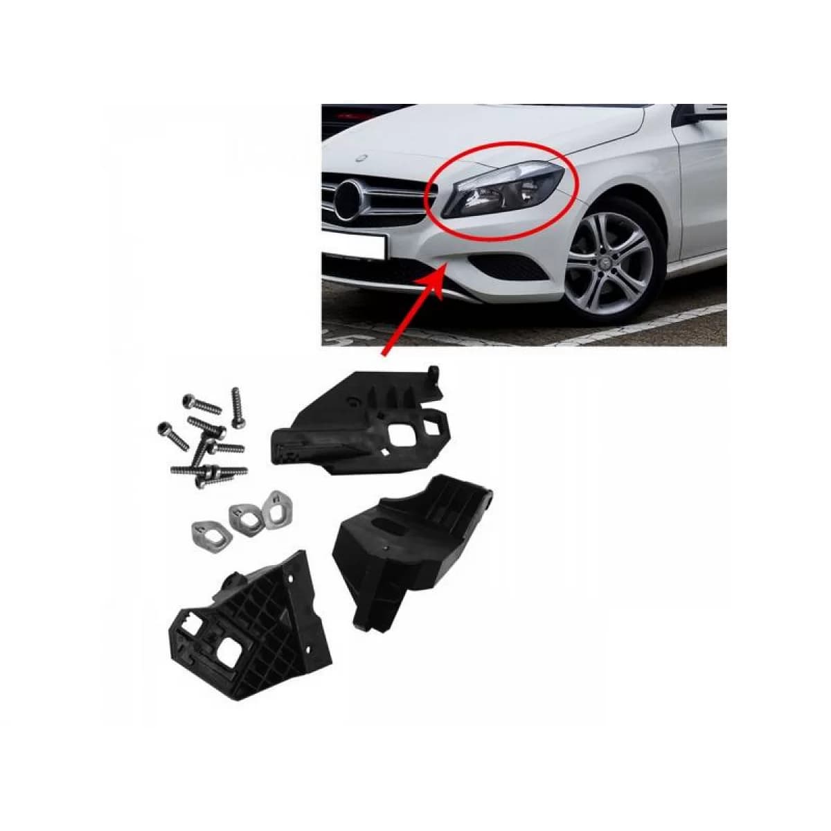Headlight Tap Repair Left Kit suitable for Mercedes-Benz A-Class W176 12-18 3 Pieces