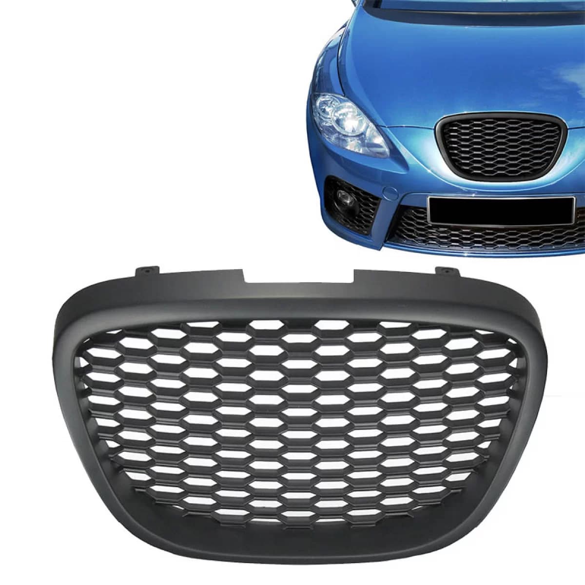 Front Grille suitable for Seat Leon 1P / Altea 05-09 Honeycomb Badgeless Black 1pc