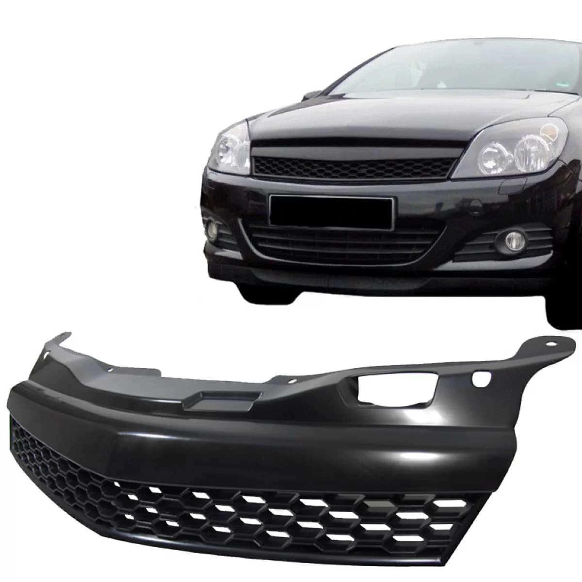 Front Grille suitable for Opel Astra H 3D GTC 04-07 Honeycomb Badgeless Mat Black 1Pc