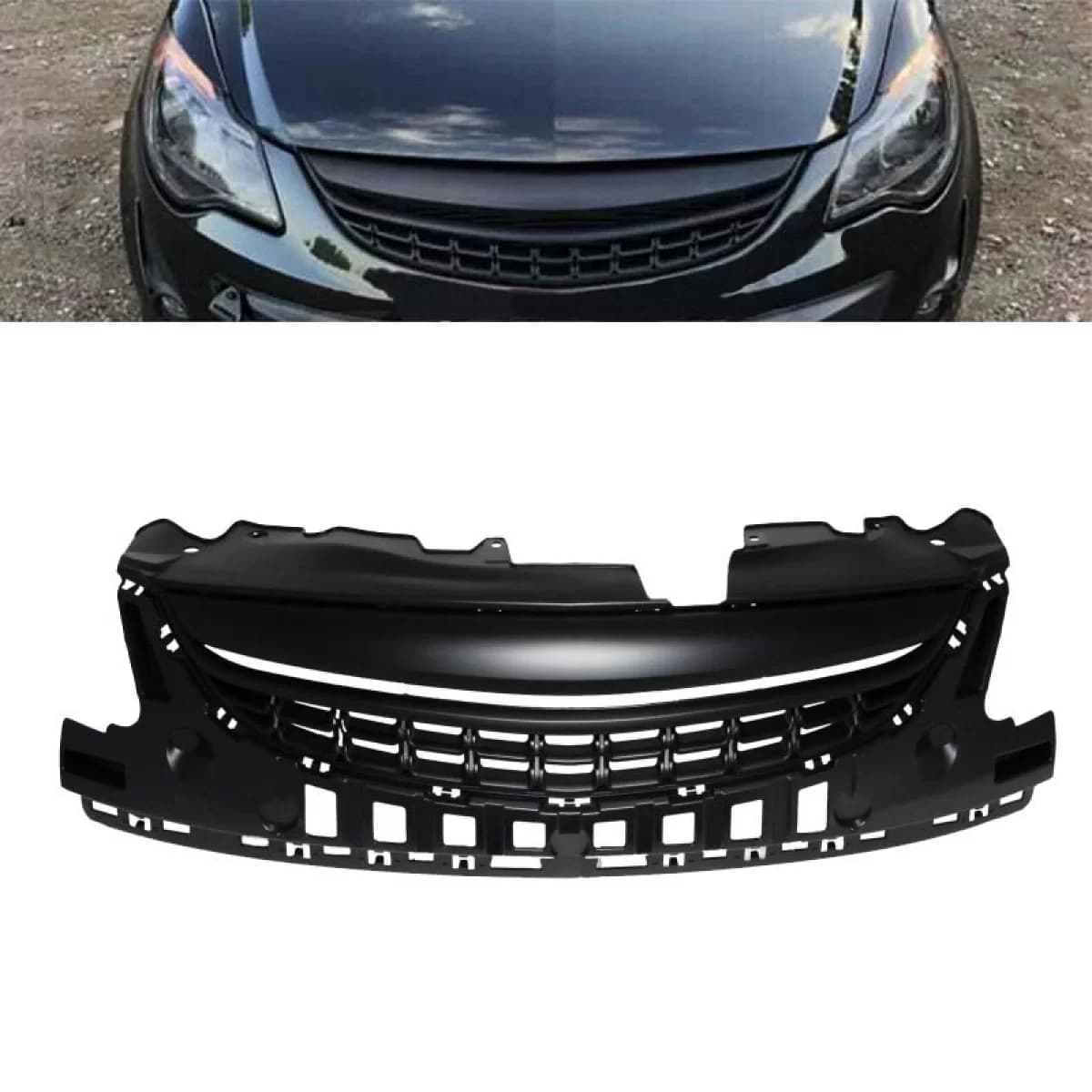 Front Grille suitable for Opel Corsa D 11-14 Badgeless With Vertical Lines Mat Black 1pc