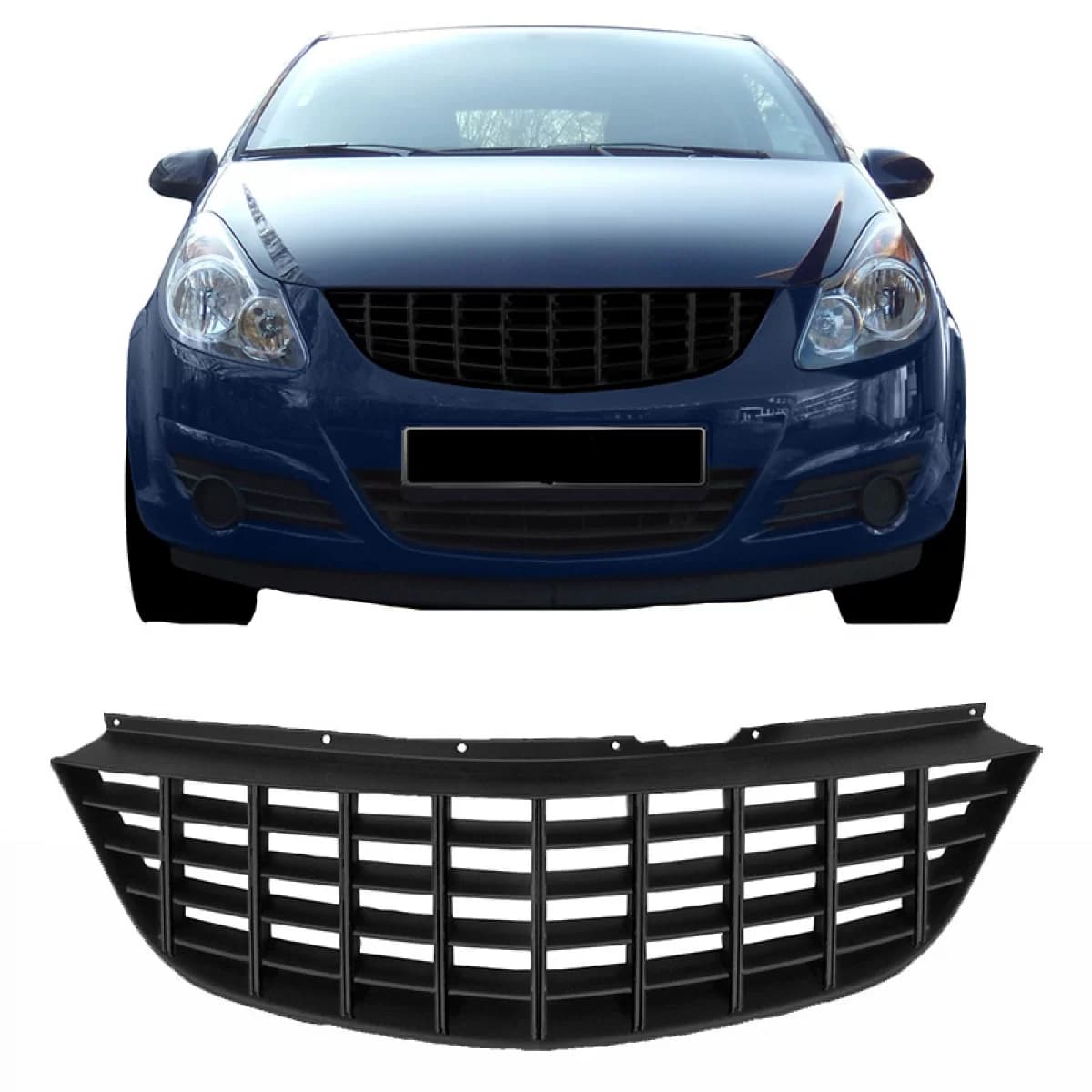 Front Grille suitable for Opel Corsa D 06-11 Badgeless With Vertical Lines Mat Black 1 Pc