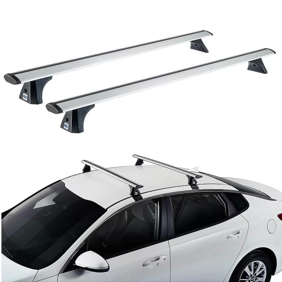 Roof Bars Aluminum Aerodynamic CRUZ 924-775 Airo T-128cm Silver 2 Pieces