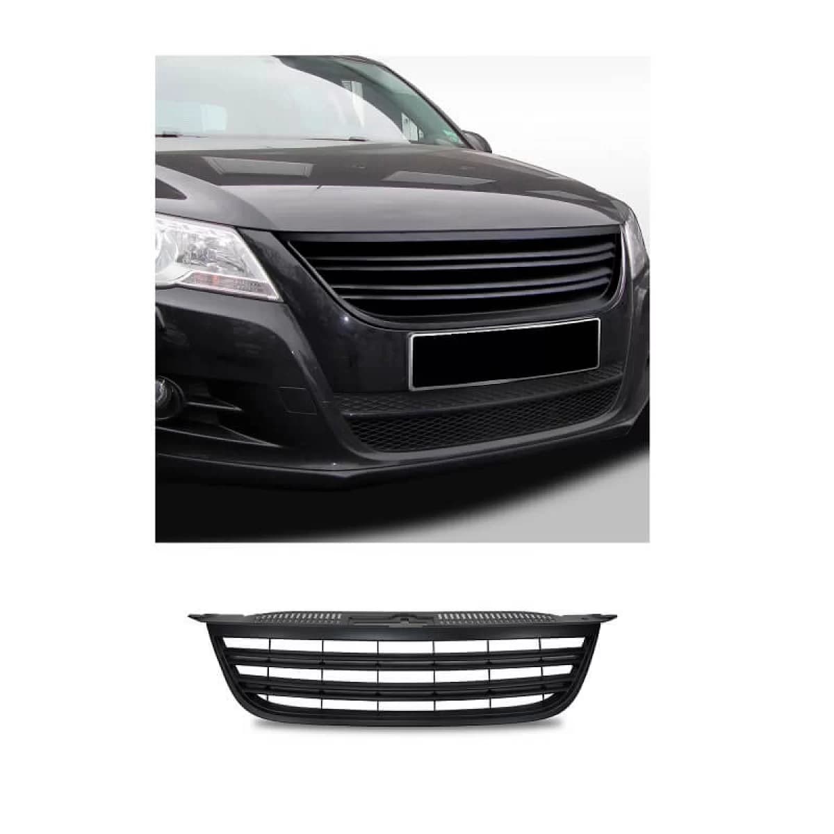 Front Grille suitable for Tiguan mk1 07-11 R Look Black Mat With 2 Double Grilles 1 Pc