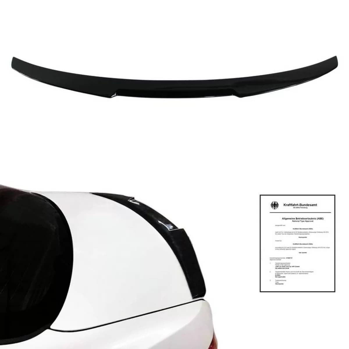 Trunk Spoiler suitable for BMW 3 E92 05-11 M4 Look Lipspoiler from ABS Plastic Glossy Black