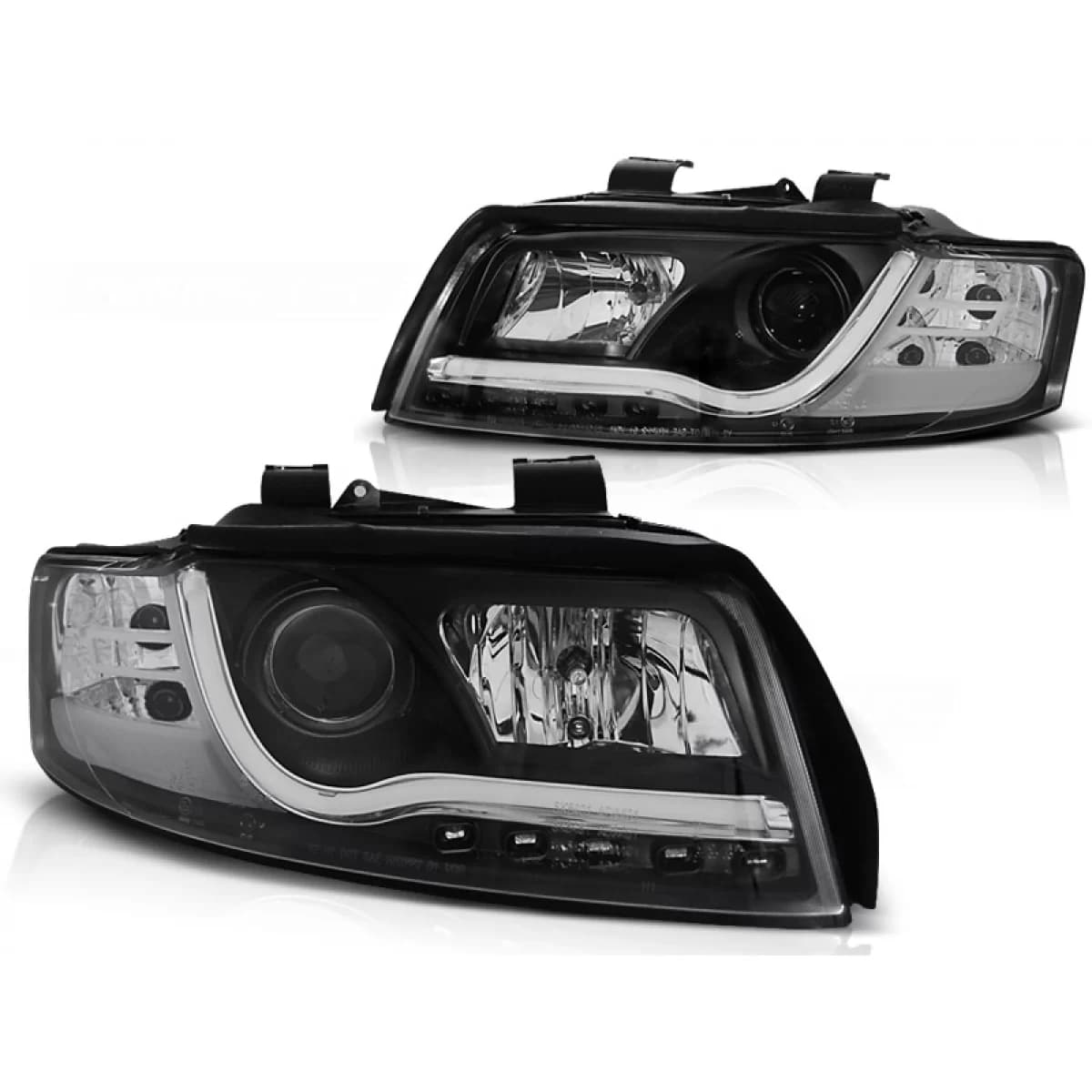 HEADLIGHTS TUBE LIGHT DRL BLACK fits AUDI A4 10.00-10.04