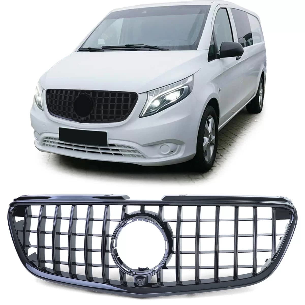 Sport Grille Gloss Black for Mercedes Vito W447 Pre-Facelift 2014-2019