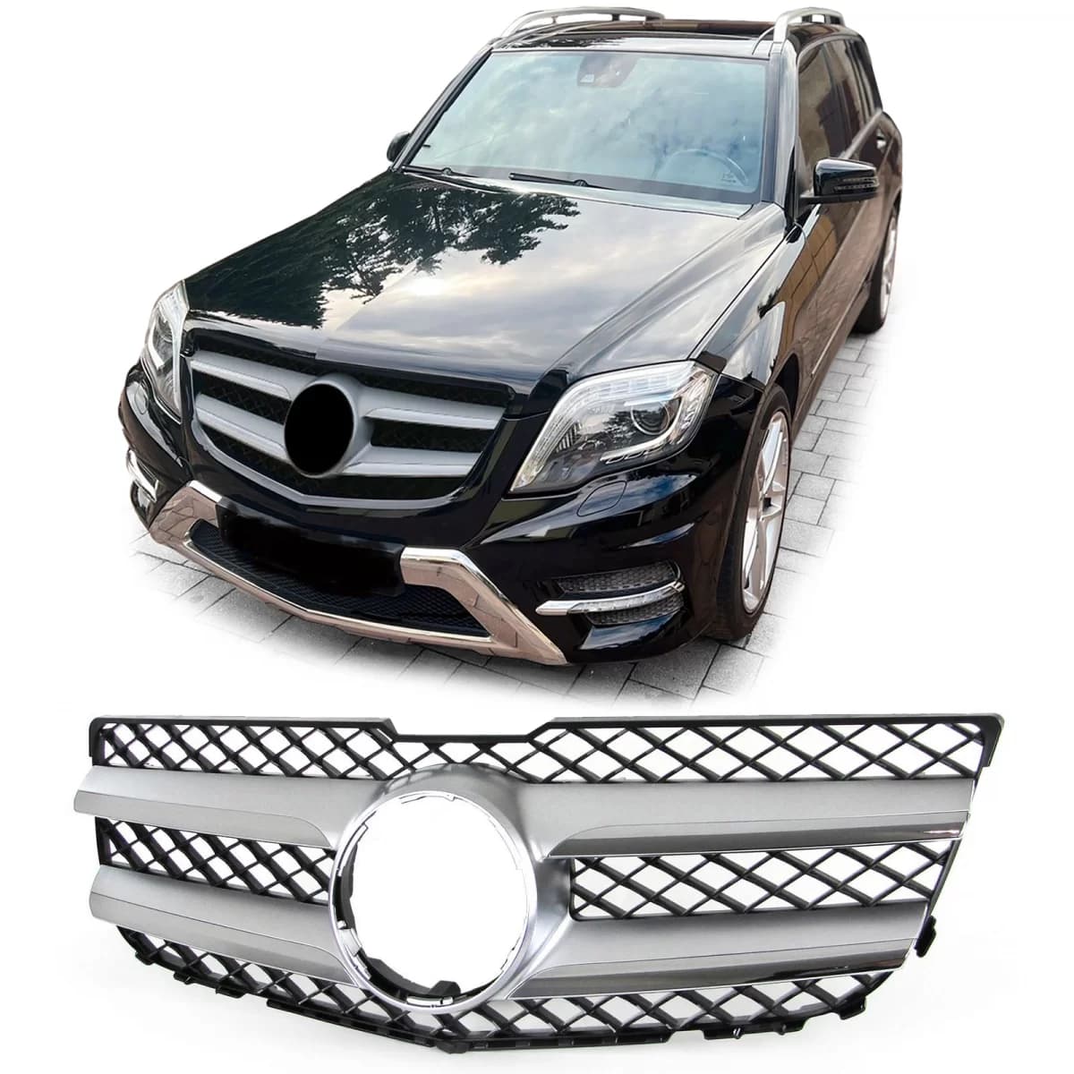 Sport grille black silver fits Mercedes GLK X204 facelift 12-15