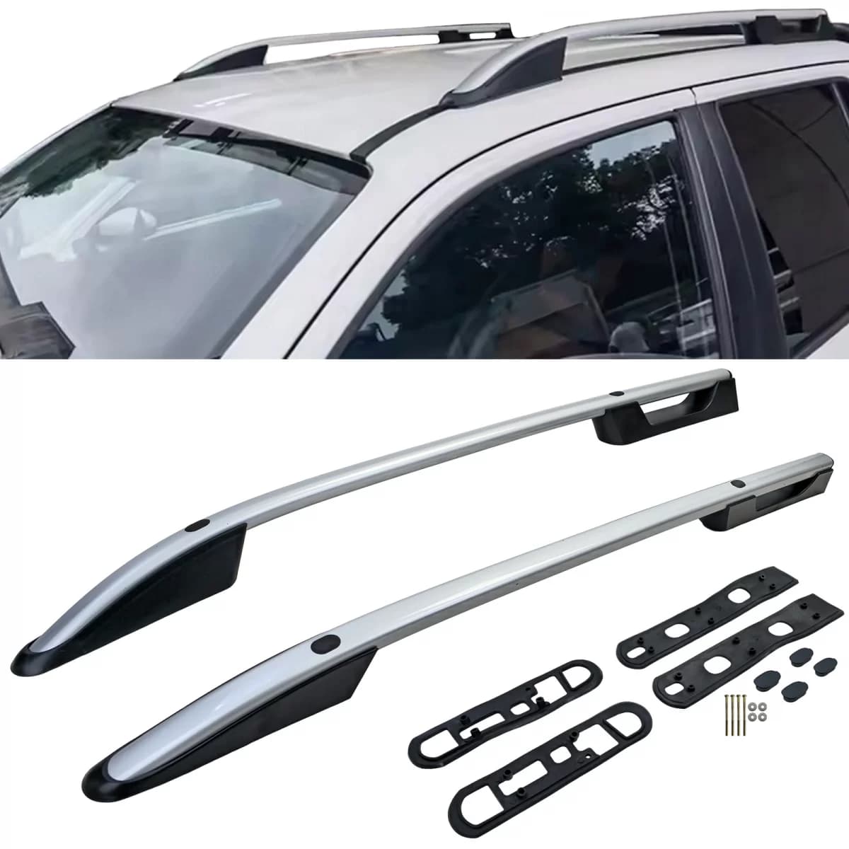 Aluminum roof railing silver retrofit suitable for VW Amarok I 2010-2022