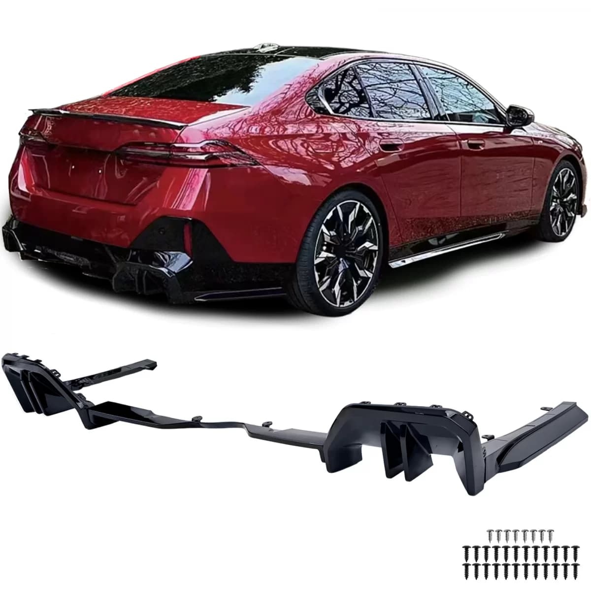 Performance rear diffuser Black Gloss fits 5 Series BMW G60 G61 + i5 from 2023