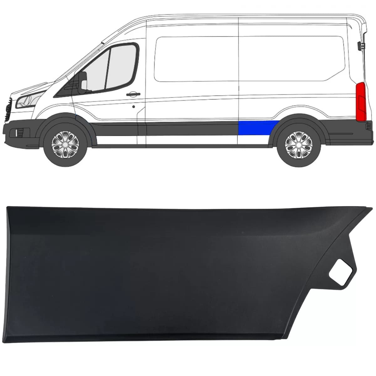 Trim strip side panel fender left for Ford Transit V363 14-19 L3 L4