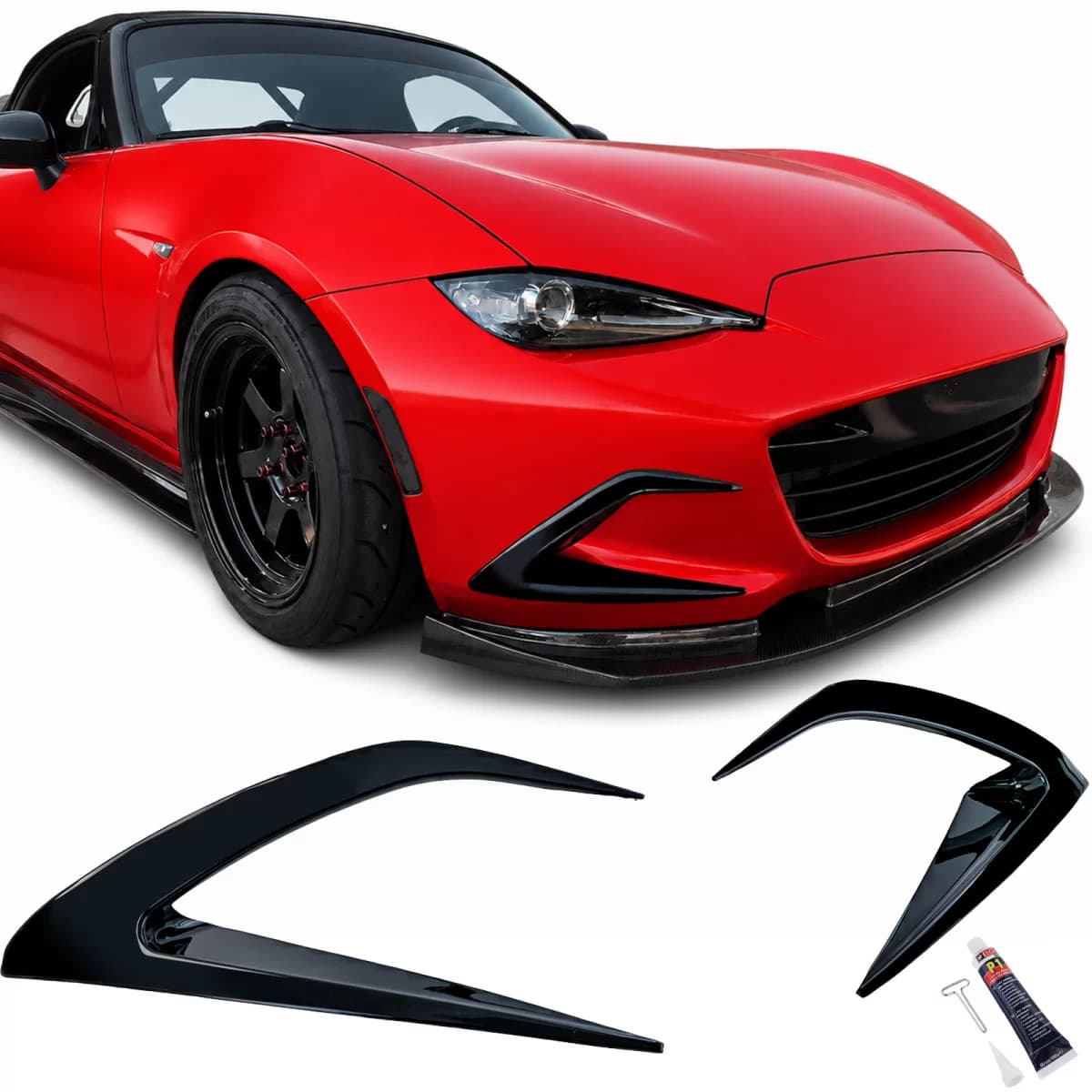 Front splitter bumper black gloss fits Mazda MX-5 ND from 2015