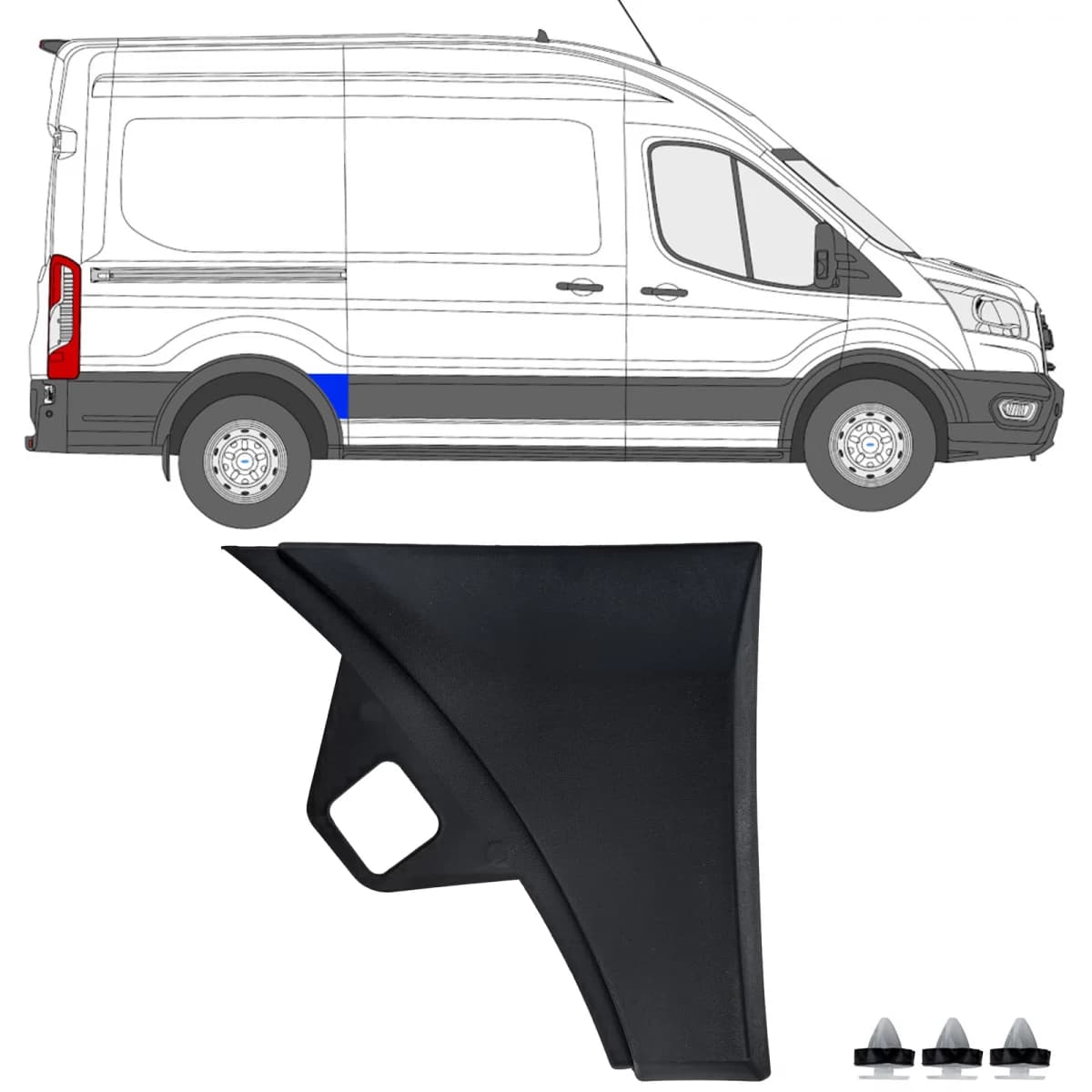 Trim strip bumper strip rear right fender for Ford Transit V363 2014-2019 L2