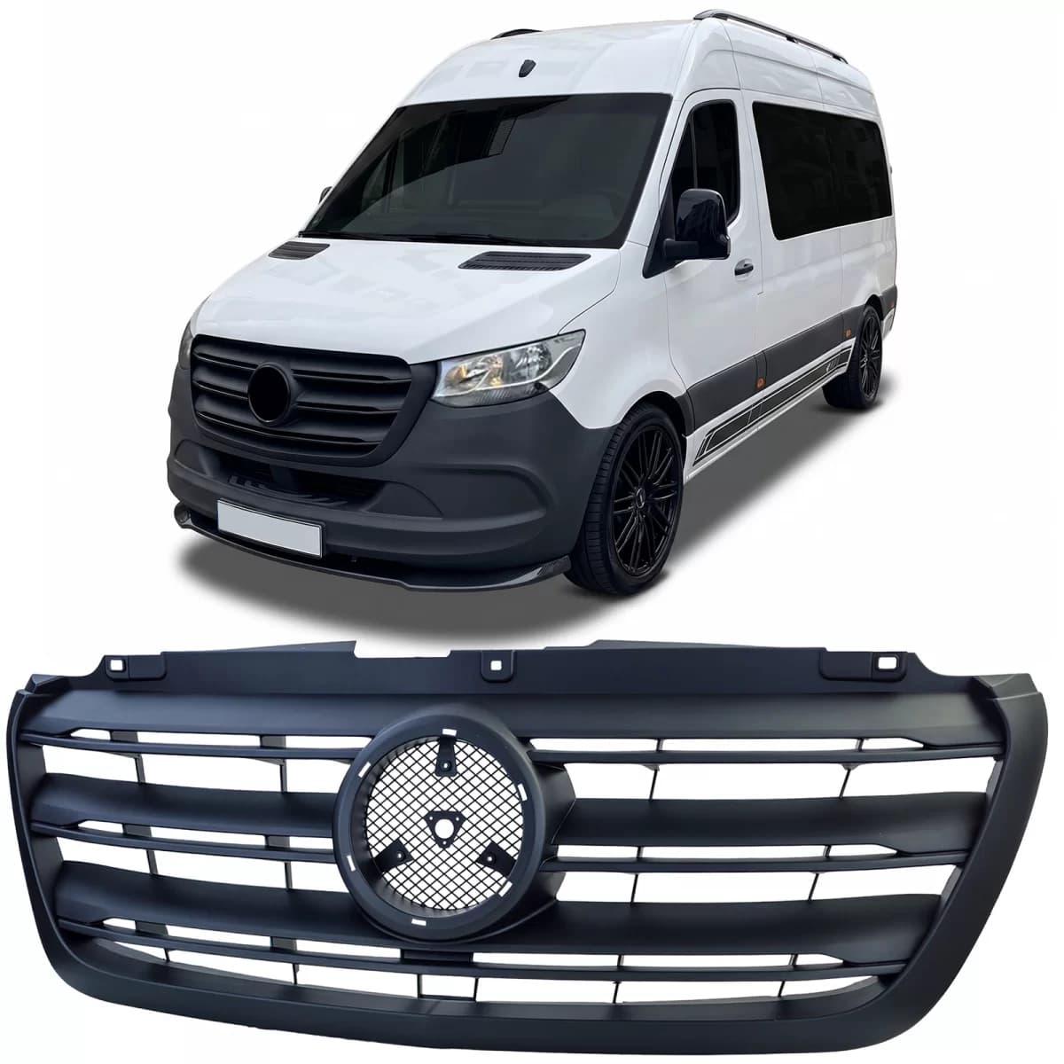 Front Grille Black for Mercedes Sprinter W907 W910 2018-2024