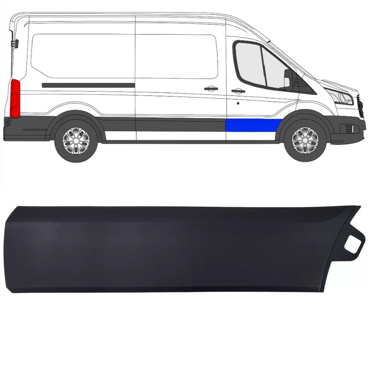 Trim strip bumper strip door front right for Ford Transit V363 2014-2019 L2 L3 L4