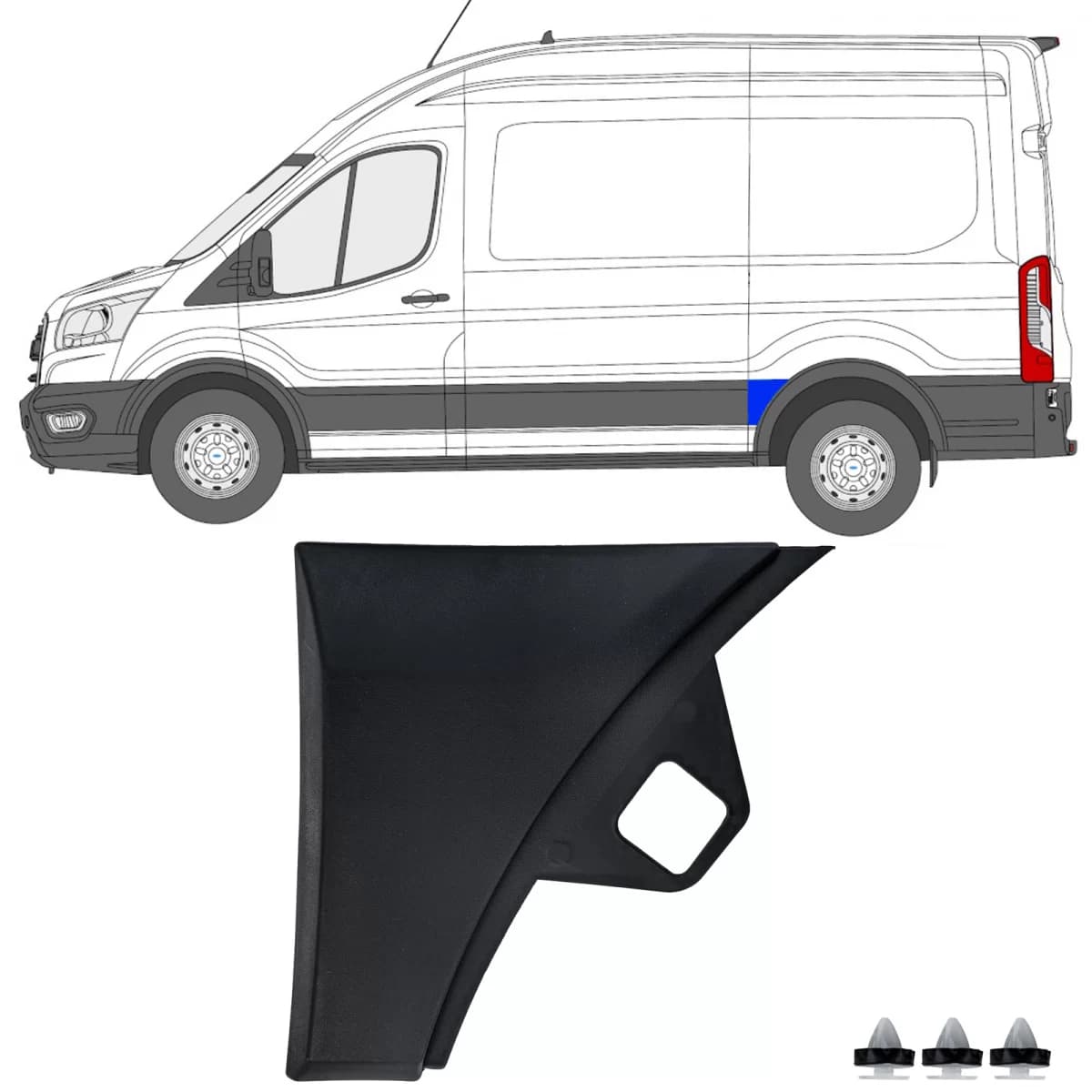 Trim strip bumper strip fender rear left for Ford Transit V363 2014-2019 L2