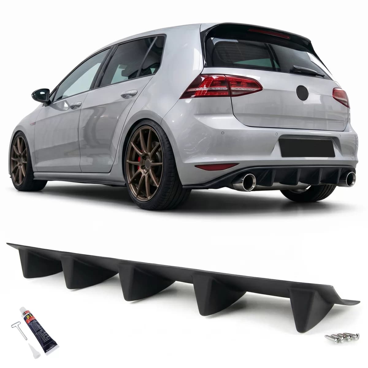 Universal Diffuser Attachment 5 Fins Black ABS Rear Add-on Tuning