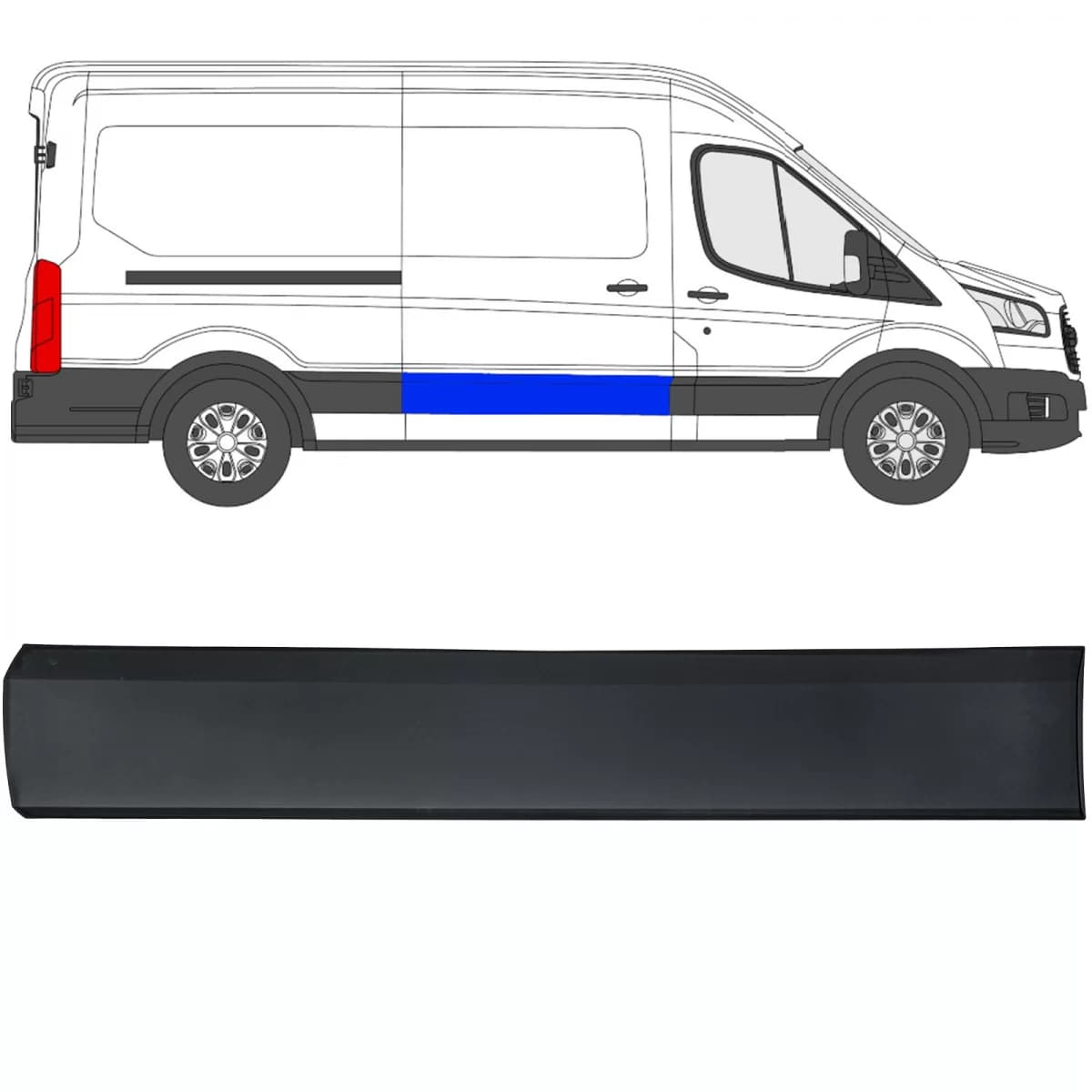 Trim strip bumper strip sliding door right for Ford Transit V363 2014-2019 L2 L3